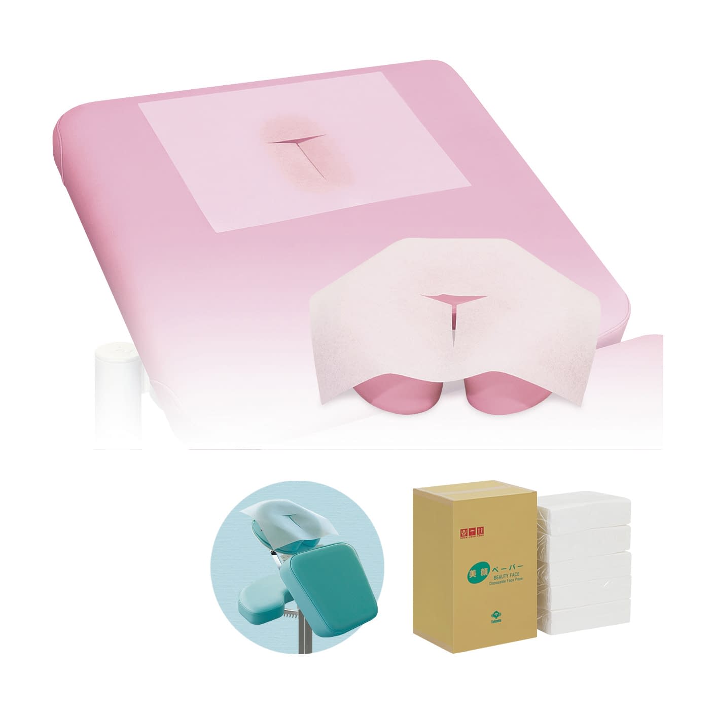 Facial beauty paper, examination pillow cover, 24-8957-00, Takada Bed Manufacturing, TB-68-01 (500 pieces)
