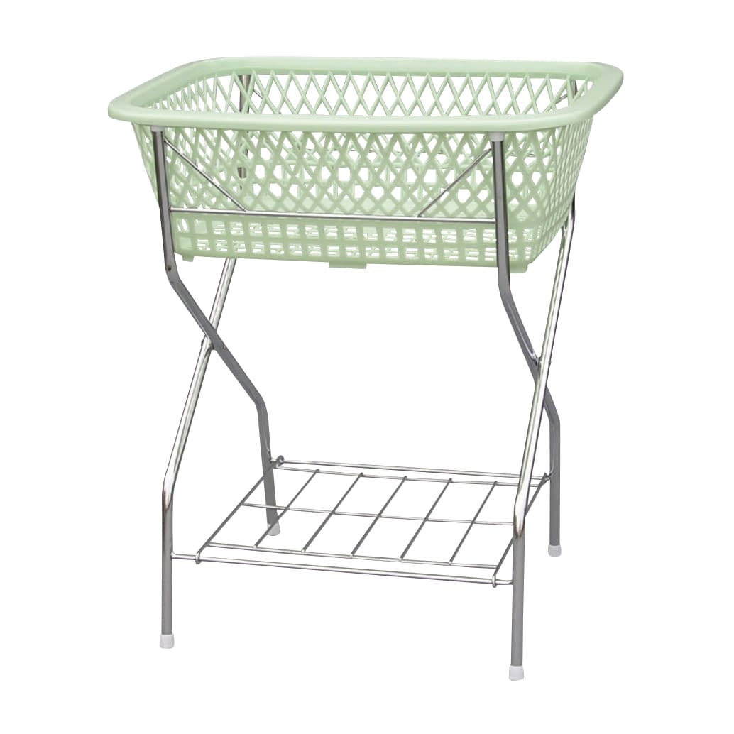 탈의 바구니(1단・선반 첨부) 고무 발 첨부 의류 바구니 02-2570-00 산와화 연공업 W500XD360XH570MM