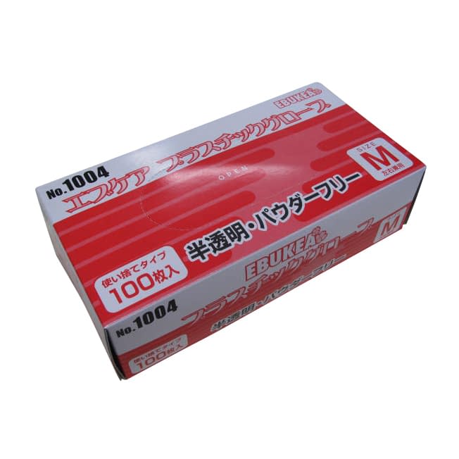 Ebcare Plastic Gloves (Box Powder-Free PVC Gloves 24-9523-0002 M Ebno 1004 (100 pieces)