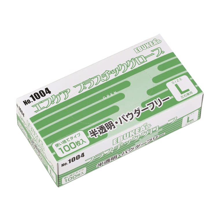 Ebcare Plastic Gloves (Box Powder-Free PVC Gloves 24-9523-0003 L Ebno 1004 (100 pieces)