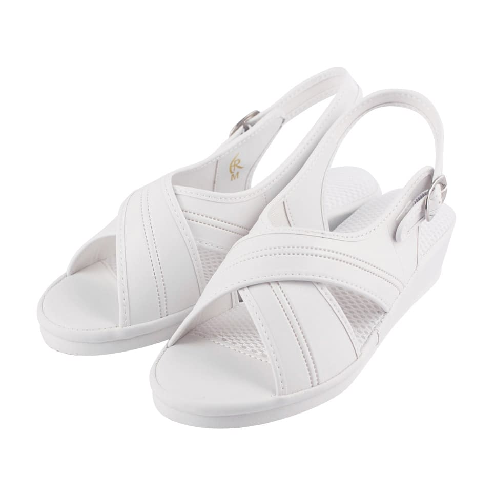 메쉬 크로스 샌들 간호사 샌들 23-7855-0201 화이트 퍼스트 레이트 L (23.5-24.0CM)