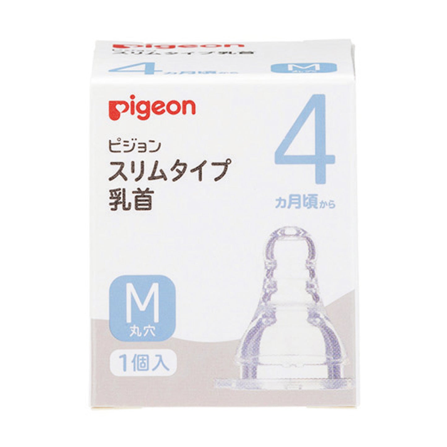 Slim Type Nipple M (4 months and up) Nipple for baby bottles 24-5657-01 Pigeon 1031588 (1 piece)