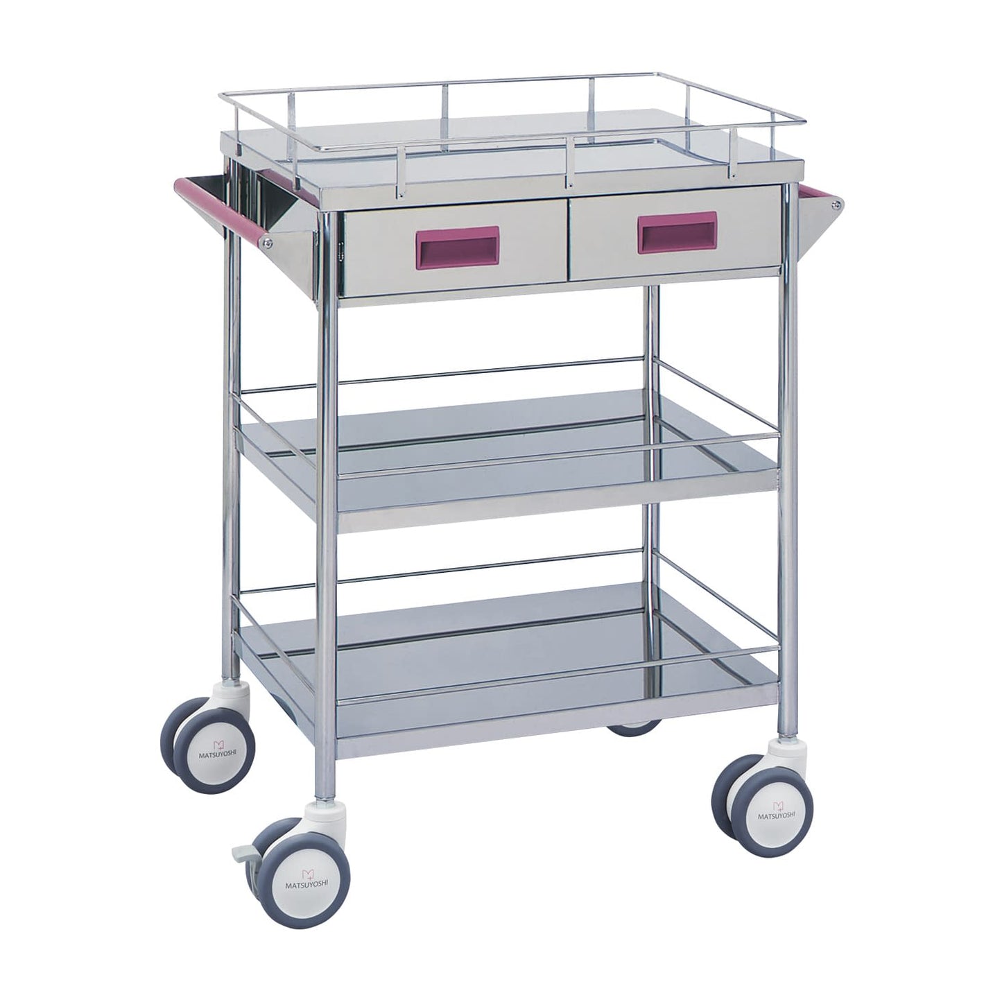 Matsuyoshi Colored Medical Cart with Drawers, Three Tiers, Cart (Medical Cart) 20-4002-01 MATSUYOSHI MY-1106P (Pink) W600MM
