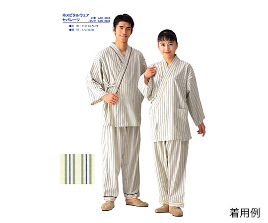 ストライプ病衣 (セパレーツ) オレンジ/M 1枚