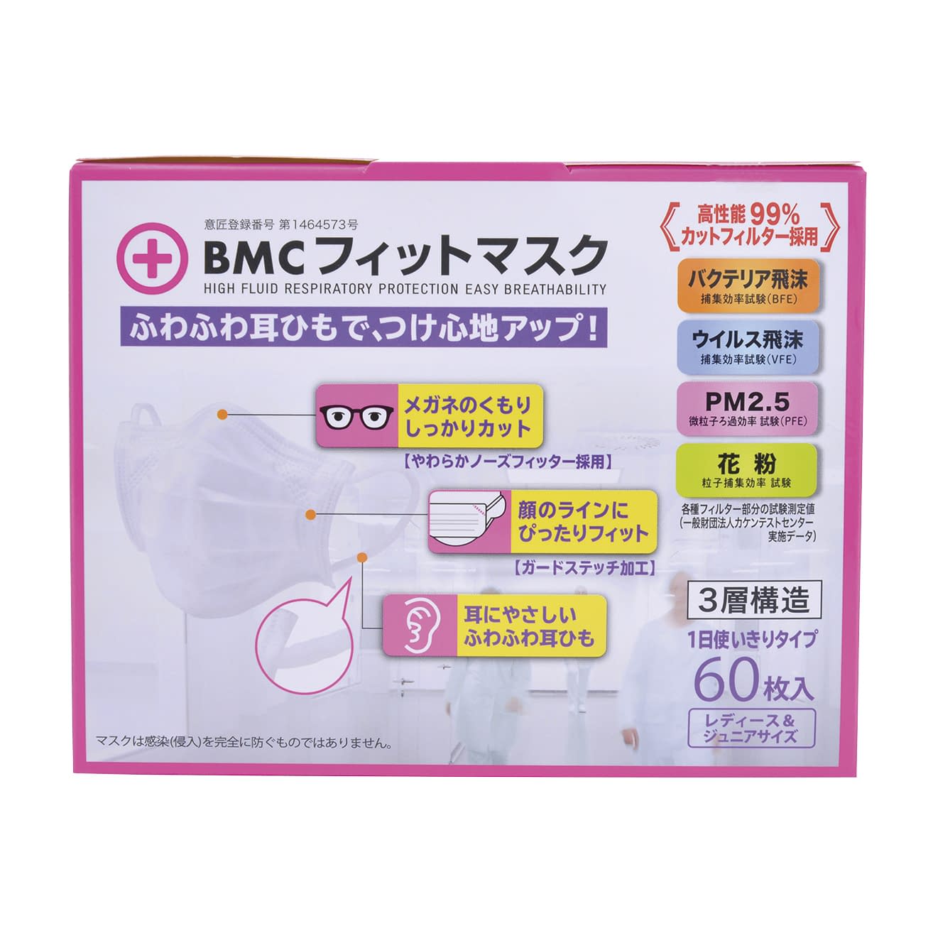 BMC Fit Mask (Women's) Women's & Junior Surgical Mask 25-2727-01 BMC FIT-60L&J (60 pcs)