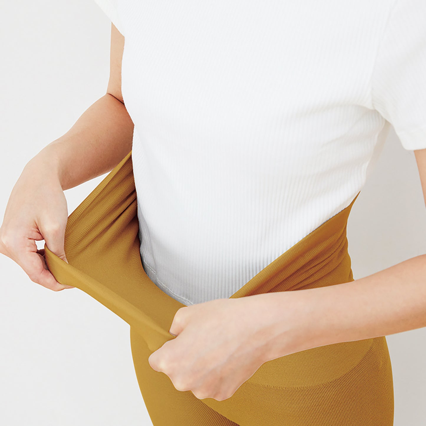 Ontomy 유연한 배꼽 레깅스 무료 25-7239-02 글로벌 제품 계획 206-32-003 (허니 머스타드