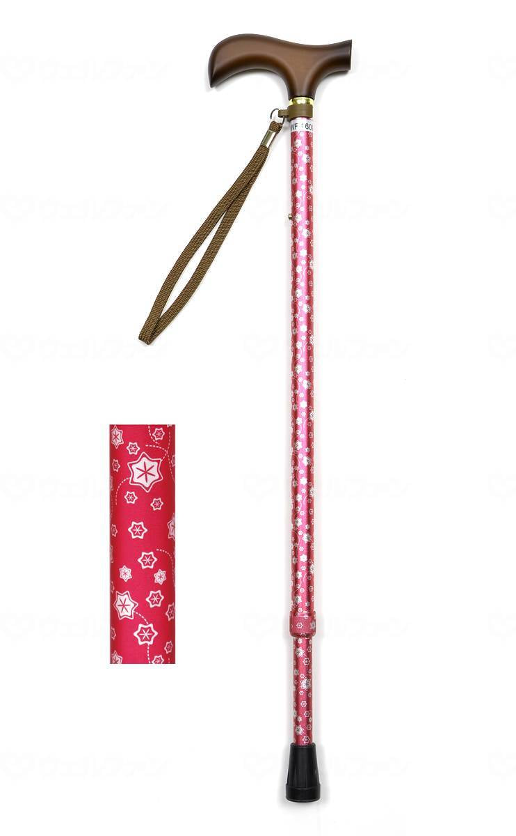Wellfun Dream Life Walking Stick, Retractable Handle (Slim Type), Small Flower Pink