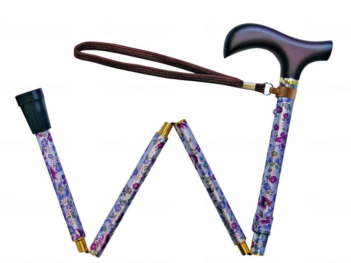 Wellfun Dream Life Walking Stick Folding and Extendable Handle Cane, Silver Flower