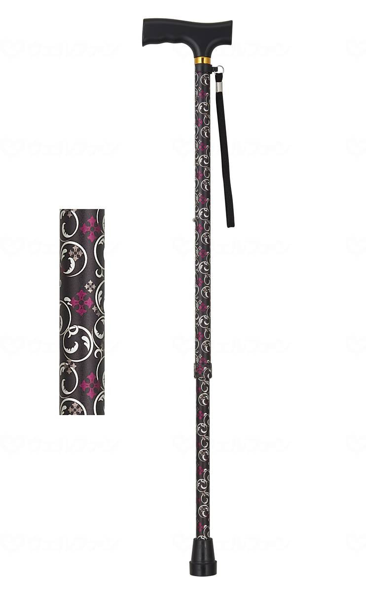 Wellfun Dream Life Walking Stick, Telescopic Handle (Basic Type), Arabesque Red, Gift Box Included