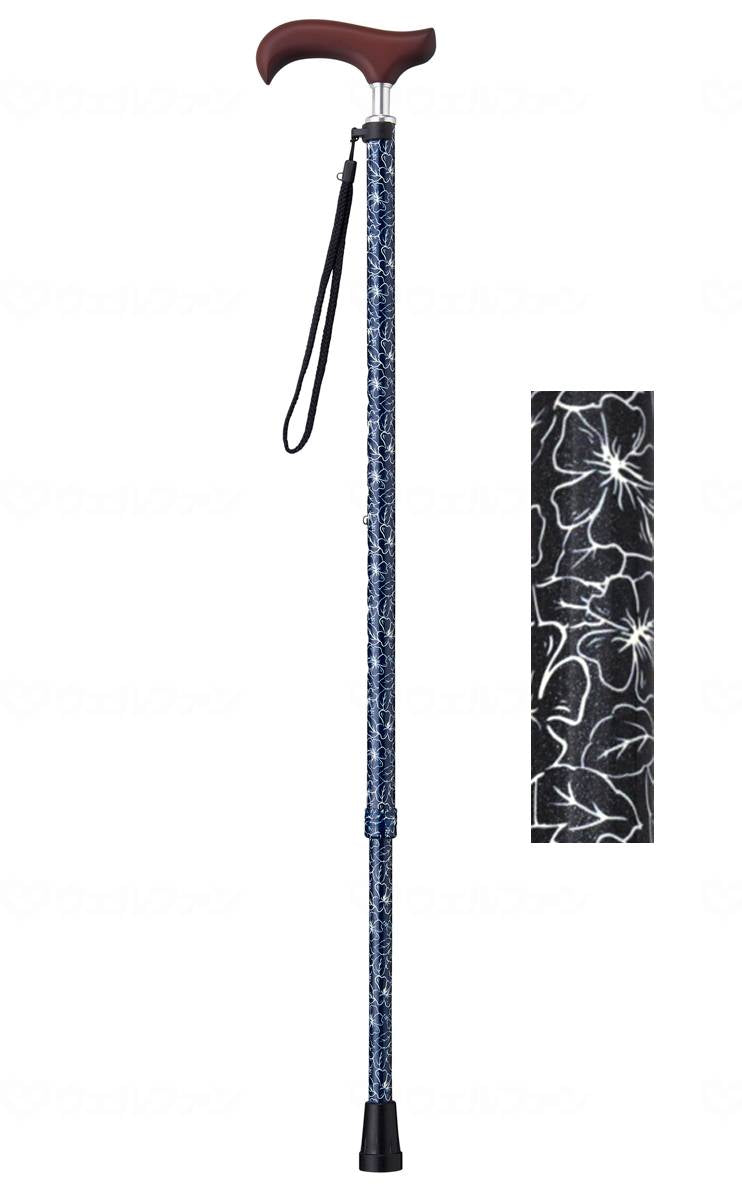 ウェルファン夢ライフステッキ スリムネック伸縮スリムタイプ(柄) ハイビスカス