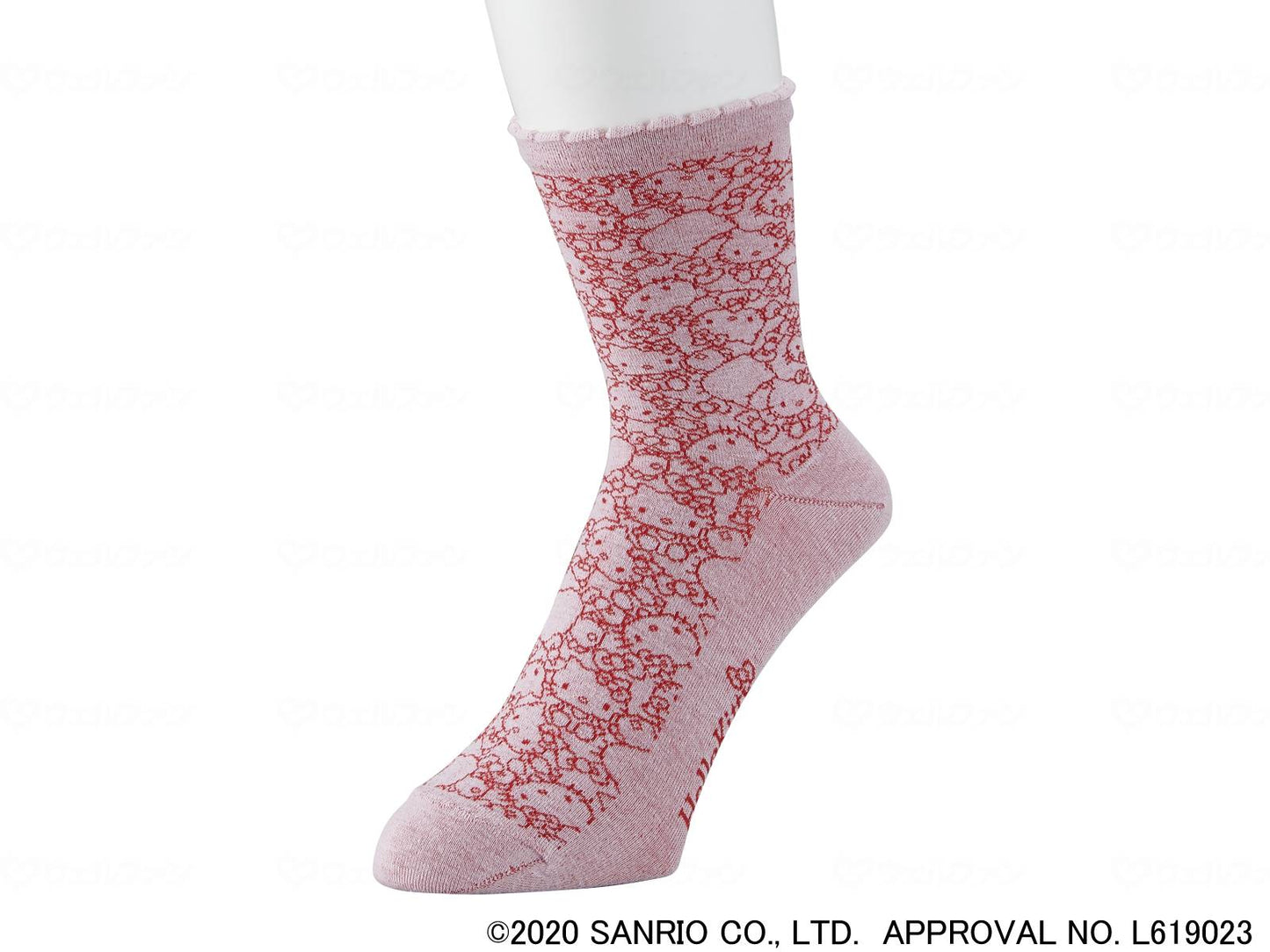Wellfun loose ankle socks (Hello Kitty) Pink 22-24cm