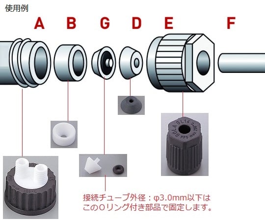 Screw-top bottle cap (for hard multi-tubes and GL45) Cap body made of PTFE and PPS BL61408 1 piece