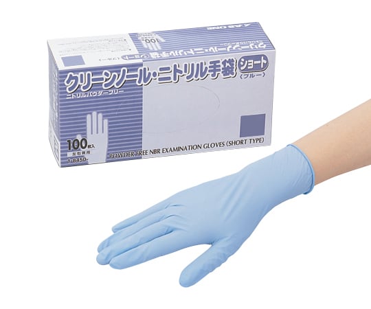 Clean Nol Nitrile Gloves, Short (Powder Free), Blue, Large, 100 Gloves, 1 Box (100 Gloves)