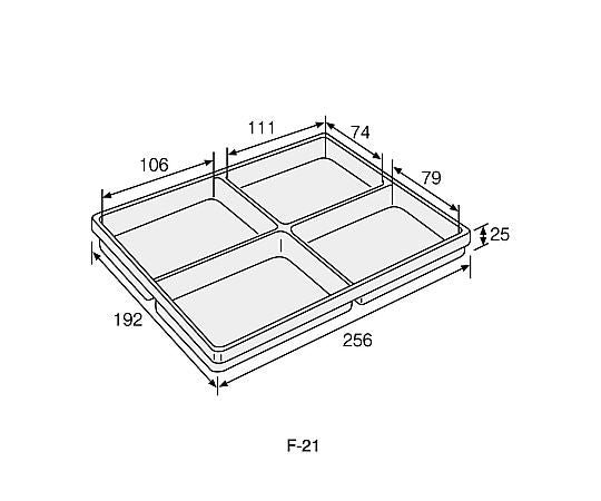 ESD parts tray (4 compartments, 3 pieces) F-21 1 set (3 pieces)