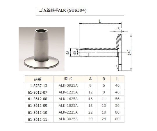 Rubber pipe joint NW25/9φ ALK-0925A 1 piece