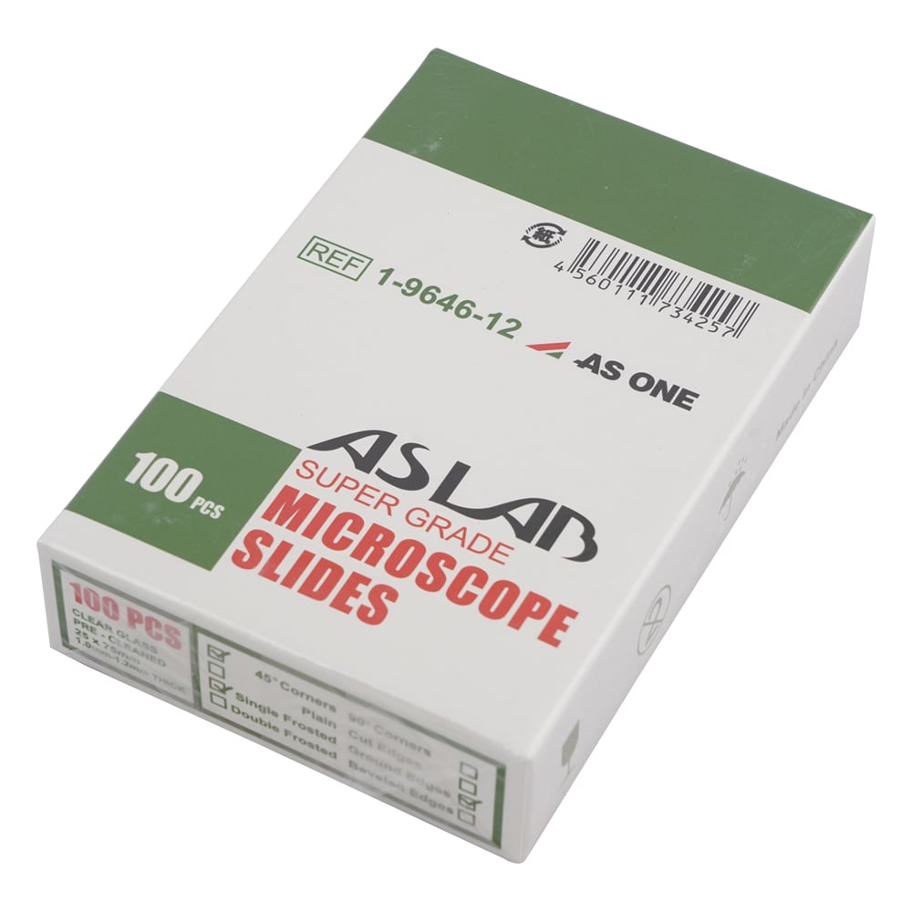 アズラボ スライドガラス(ソーダ) 100枚入 10127105P 縁研磨・透明フロスト 1箱(100枚入)