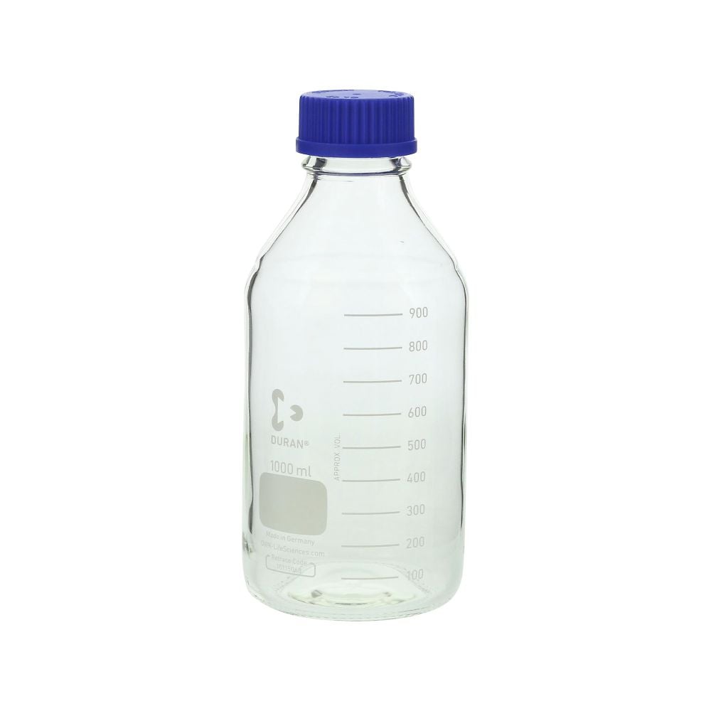 Screw-top round bottle (Duran(R)) with blue cap, 1000mL, 1 bottle