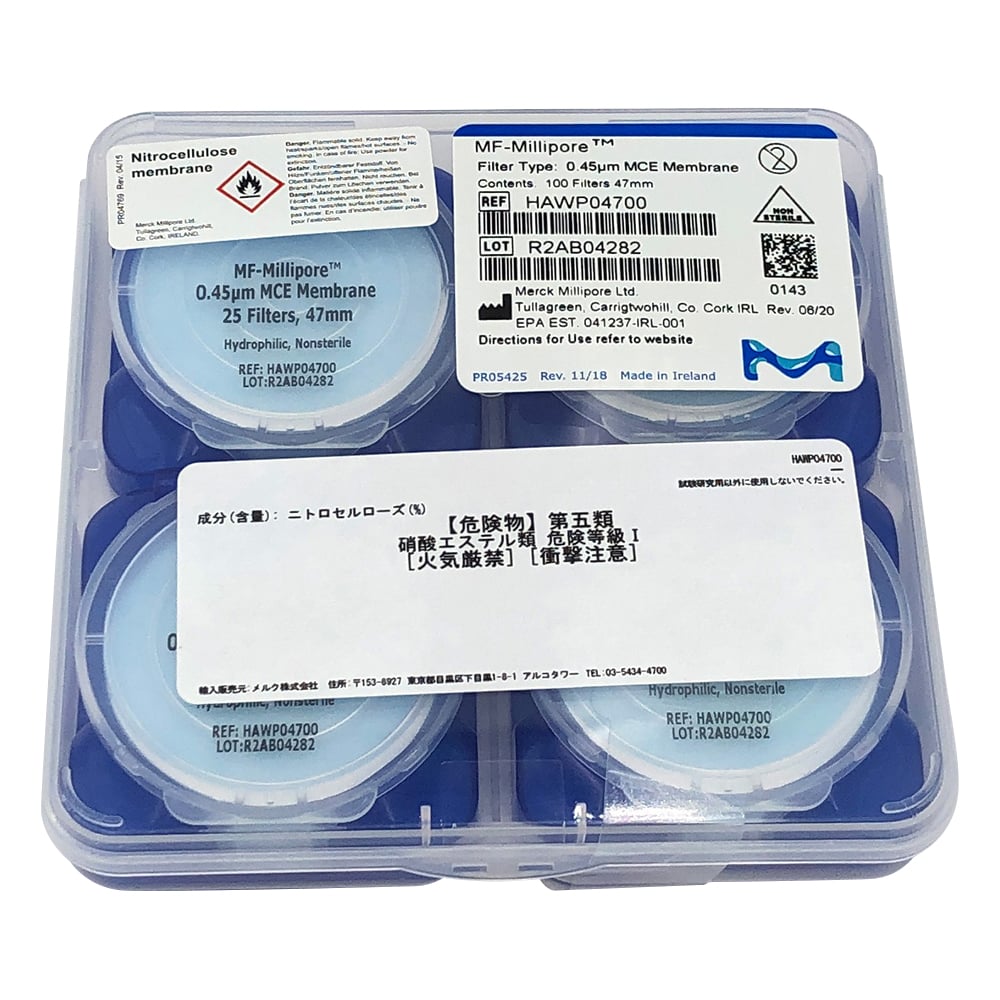 멤브레인 필터(셀룰로오스 혼합 에스테르) 0.45μm×φ47mm 100장입 HAWP04700 1상자(100장입)