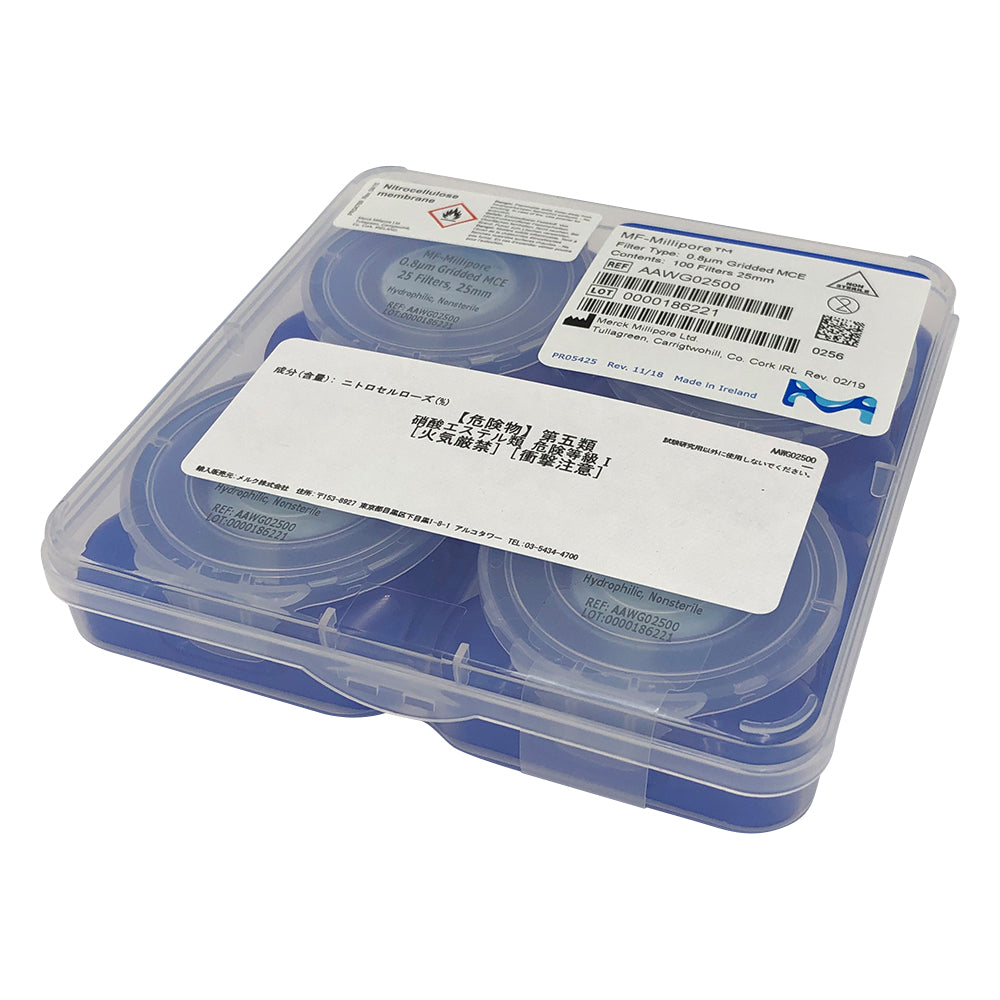 メンブレンフィルター(セルロース混合エステル・格子入) 0.8μm×φ25mm 100枚入 白 AAWG02500 1箱(100枚入)