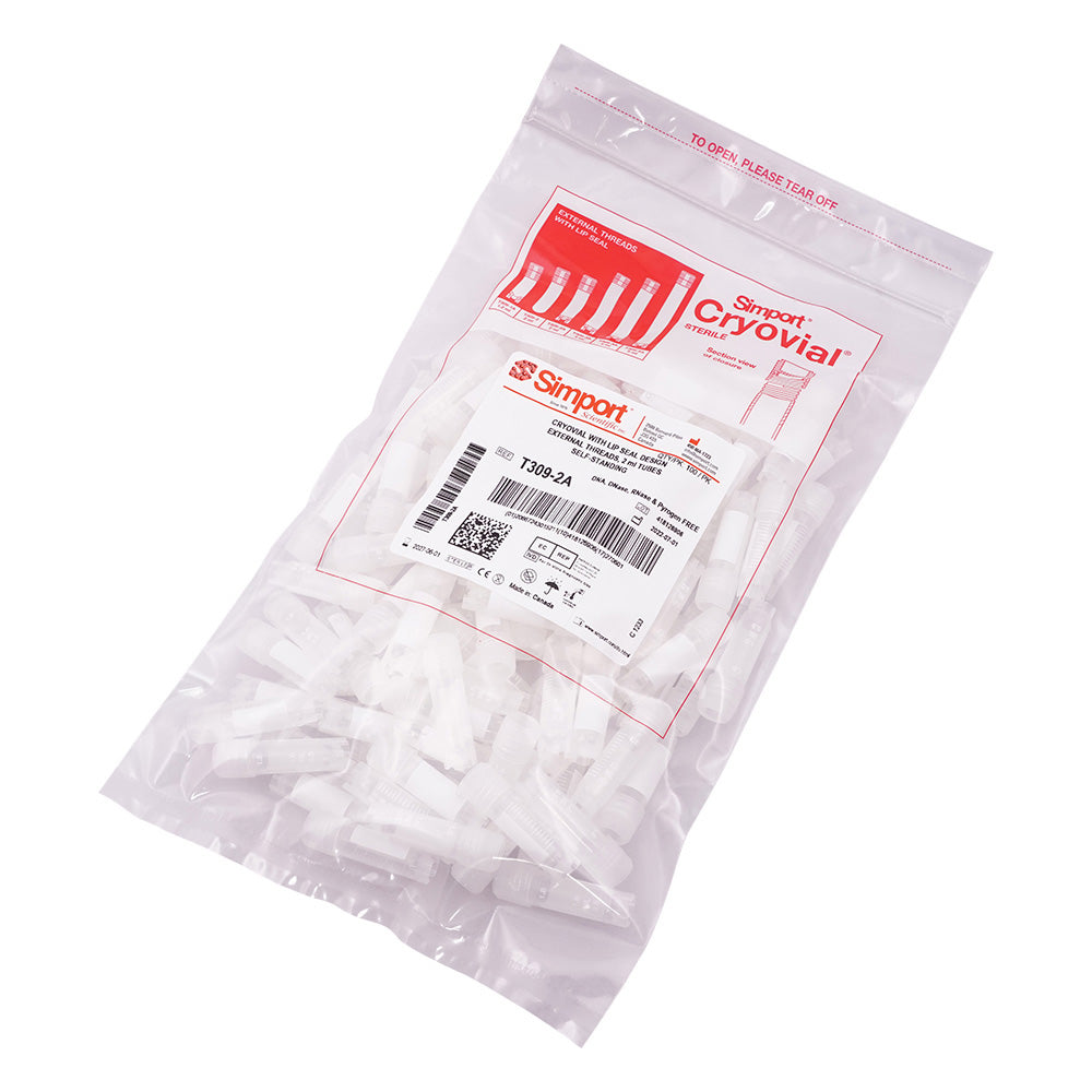 クライオバイアル リップシールタイプ 2mL 外ネジ・自立型 1箱(100個×10袋入) T309-2A 1箱(100個×10袋入)