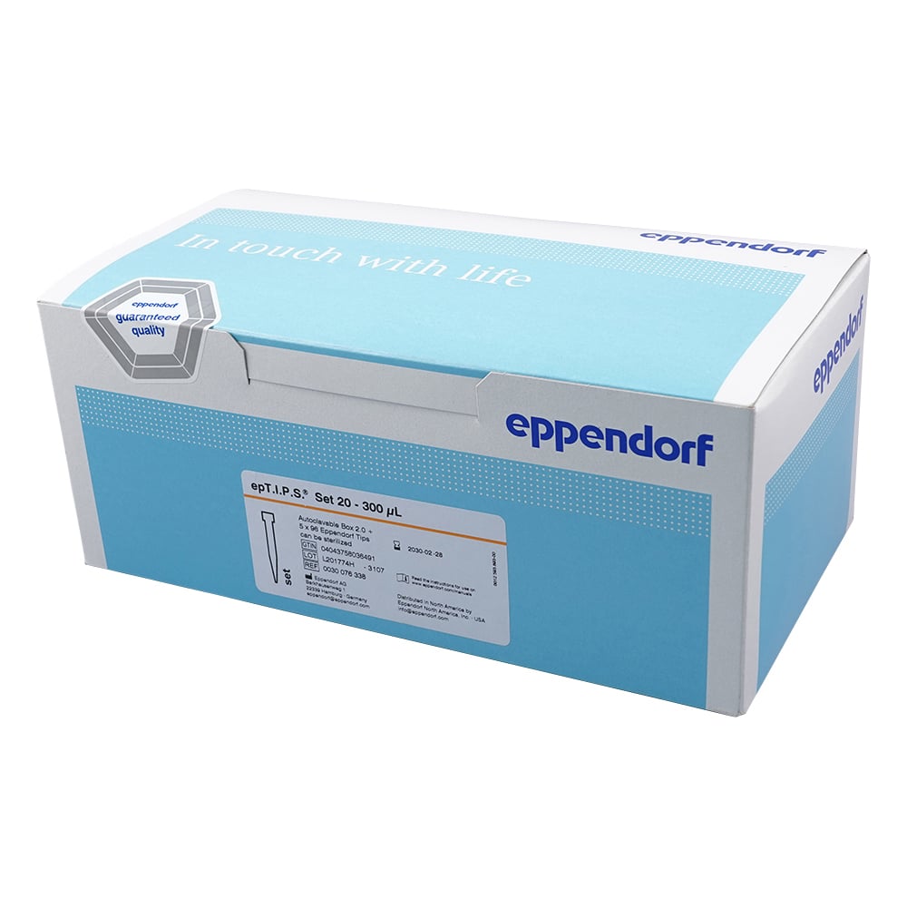 Pipette Tips (epTIPS) Set 20-300µL (96 tips/tray x 5 + case (empty box)) 0030 076.338 1 box (96 tips x 5 trays)