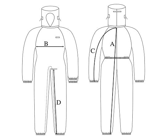 アズピュアクリーンルームウェア (フード・マスク一体・ハイドファスナー) 白 2L 10312W 1着