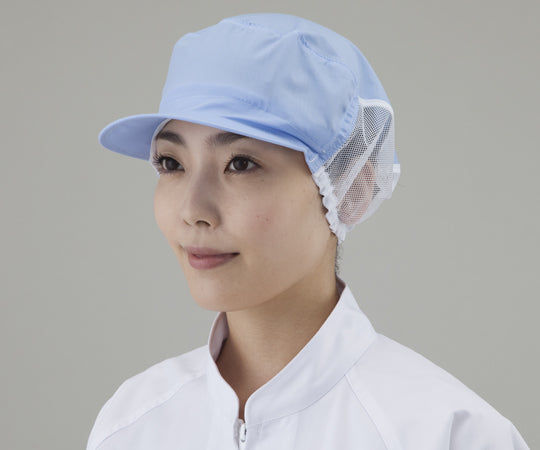 衛生帽子女性用 丸天後メッシュ サックスブルー 1-15 1枚/袋