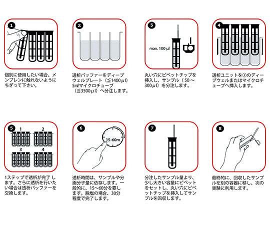 微量透析キット(6~8kDa/~300μL) 8連×12本 40789 1セット(12本入)