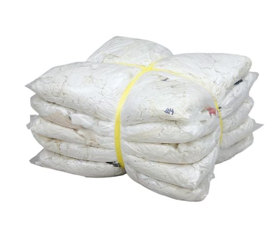 White knitted cloth (used fabric, economy) 4kg x 5 bags W0420E 1 set (5 bags)