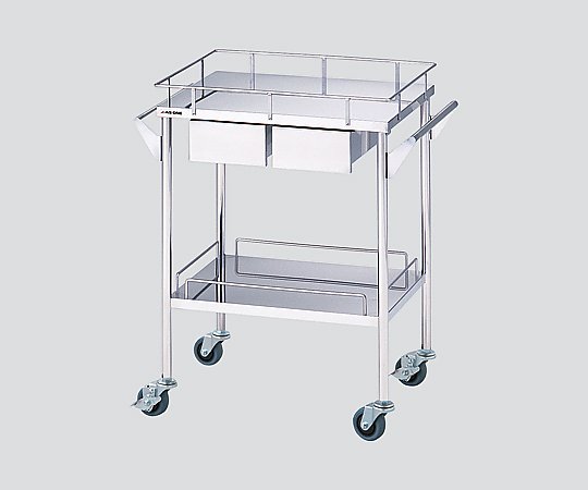 ステンレスグリーンカート(静音タイプ) 2段 引出付(2個) 720×450×835mm SS-2HS 1台