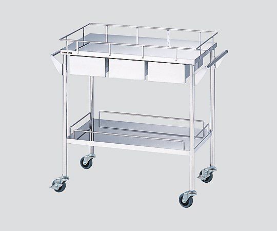 ステンレスグリーンカート(静音タイプ) 2段 引出付(3個) 870×450×835mm SW-2HS 1台