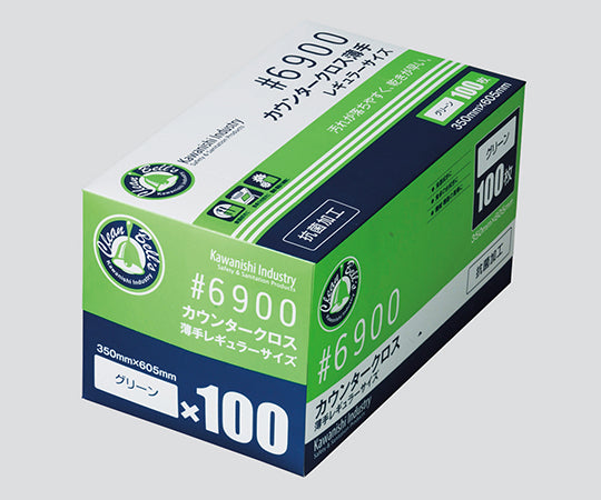 Counter Cloth, Thin, Green, 100 Sheets, 6900G, 1 Box (100 Sheets)