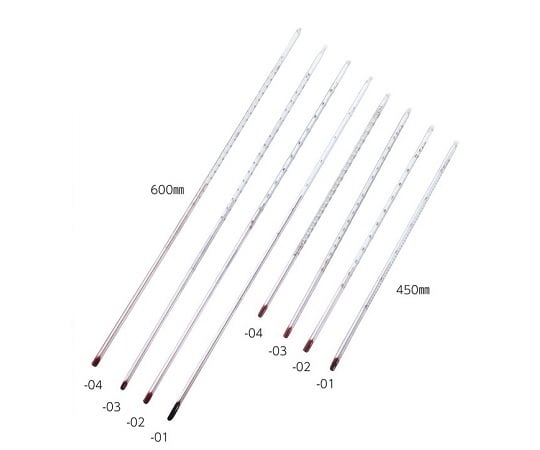 足長赤液棒状温度計 200℃ 450mm 1個