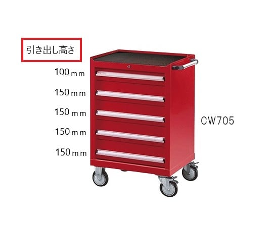 キャビネットワゴン 引出し5段タイプ 630×500×993mm CW705 1個