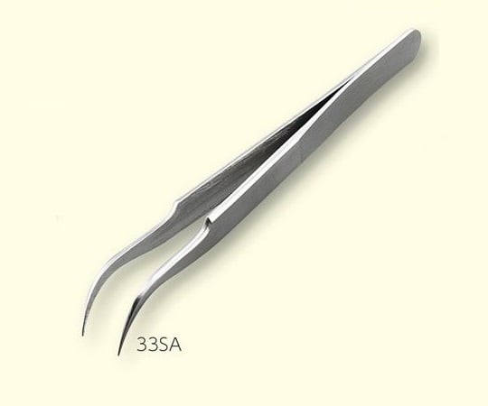 Stainless steel tweezers, sterilized, total length 116mm, tip size 33mm, 33SA, 1 piece