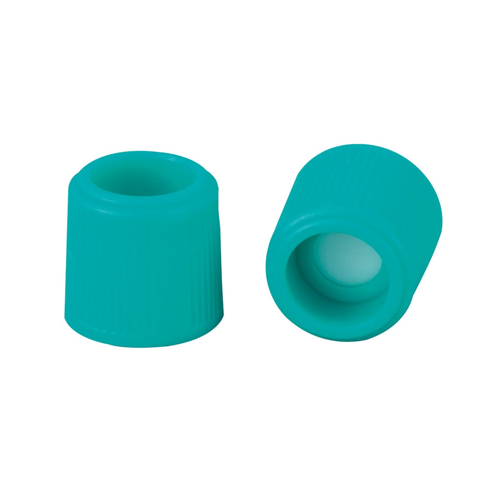 サンプルチューブ(外ネジ)用セプタム付キャップ 青緑 1袋(250個入) T504AQX 1袋(250個入)