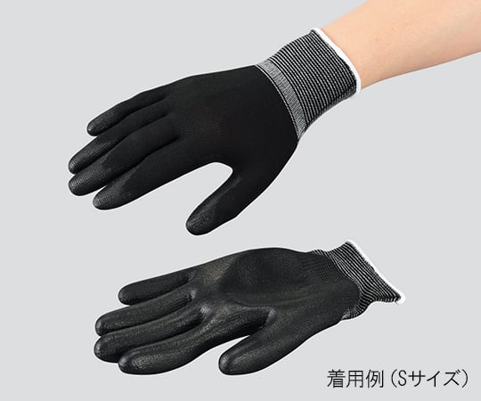 Azpure Black PU Gloves Overlock Polyester Palm Coating SS 10 pairs per bag (10 pairs)