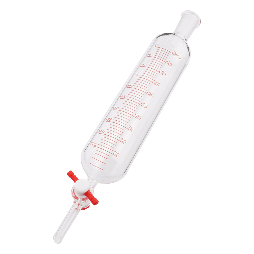 Cylindrical separatory funnel (PTFE cock, with graduations, no bottom joint) 250mL 1 piece