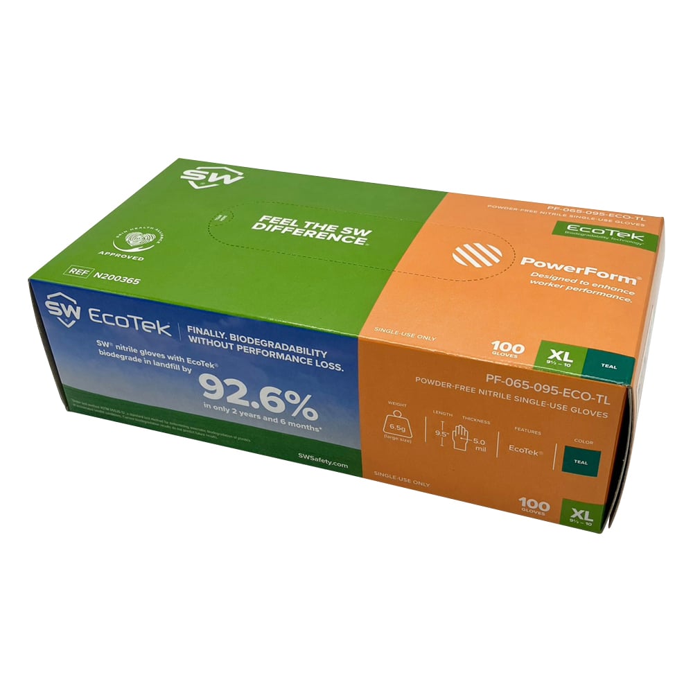環境にやさしい緑のニトリル手袋 POWERFORM S6 XL 100枚入 N200365 1箱(100枚入)