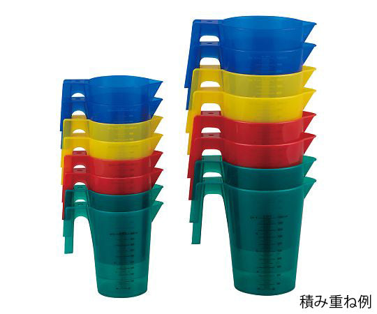 カラフル手付ビーカー(積み重ねタイプ) 500mL 赤 481944 1個