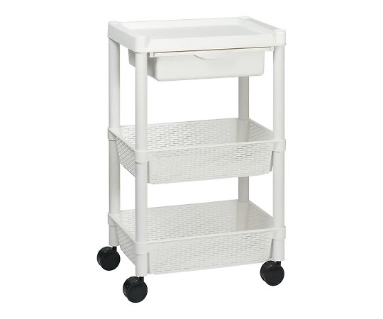 プラスチックカゴワゴン 3段(トップシェルフ) DB13-WH 1台