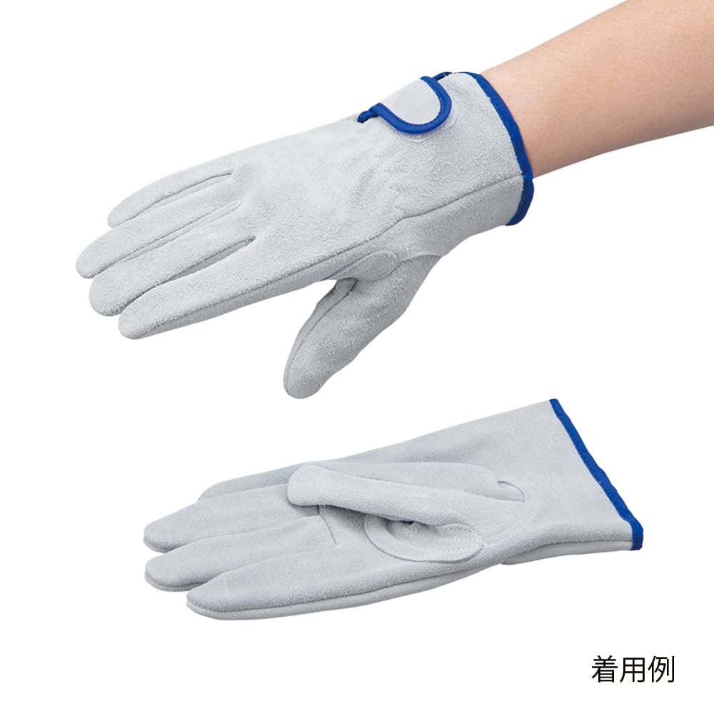 Cowhide leather gloves with hook and loop fasteners on wrists V-719.14 1 pair