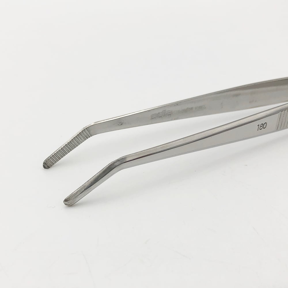 ステンレス製ピンセット 先曲 180mm 1本