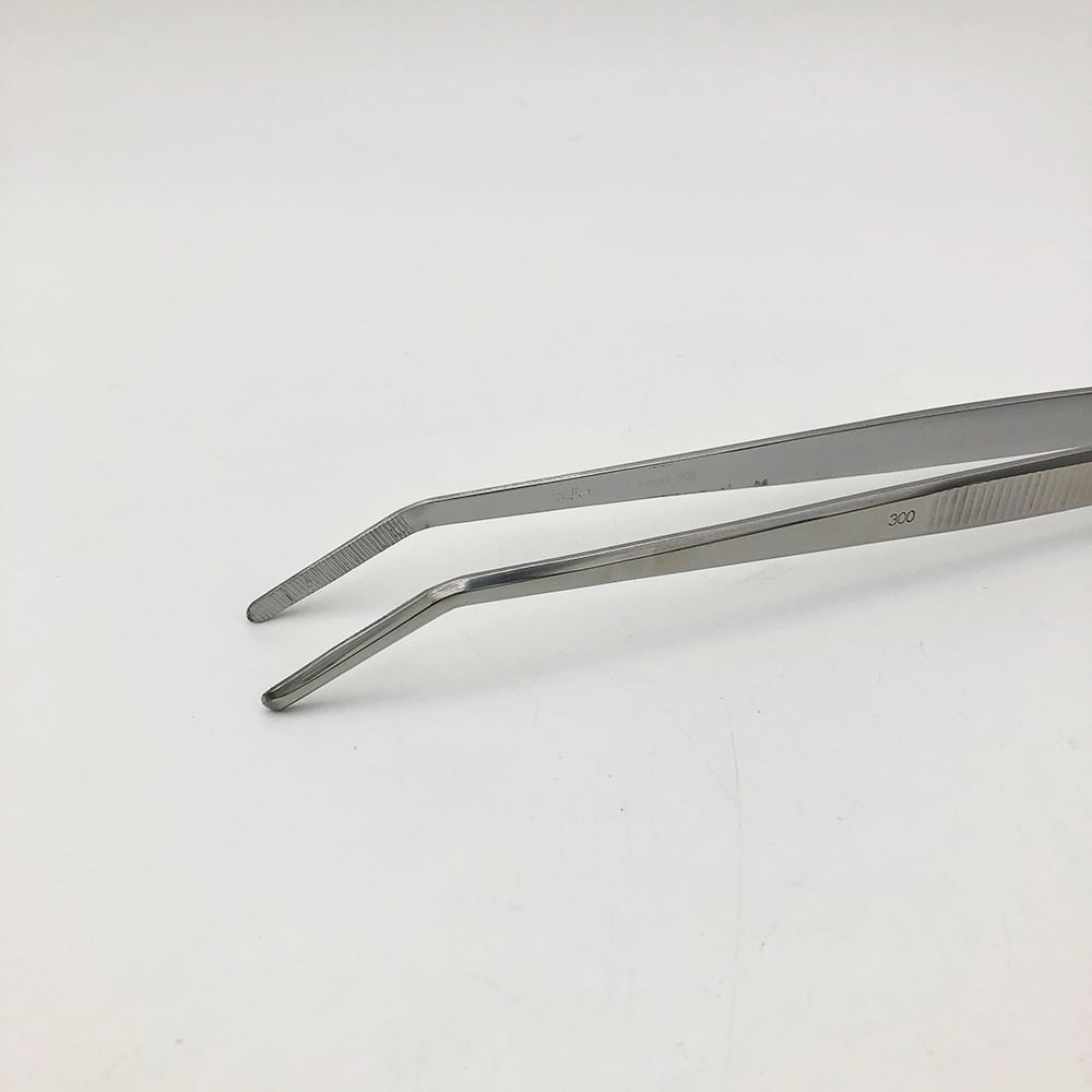 ステンレス製ピンセット 先曲 300mm 1本
