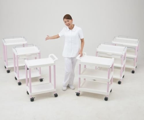 モバイルイージーカート(ガード枠付き:ピンク) 引出しあり 3段 645×444×835 ME21FH 1個
