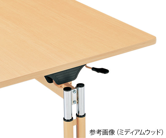 Folding nursing care table (height adjustable type) for 4 people, medium wood, 1 unit