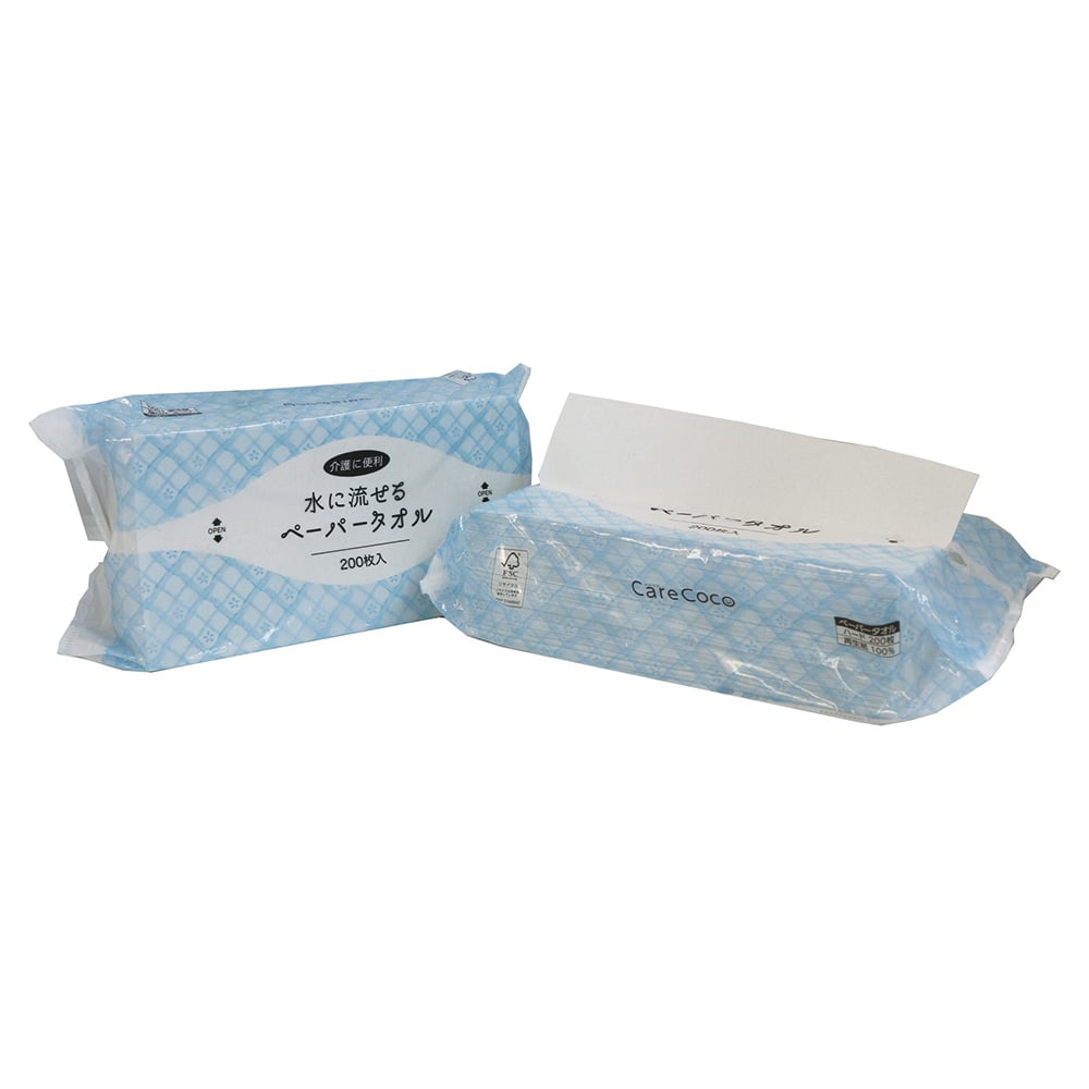 CareCoco(ケアココ) 水に流せるペーパータオルL200ハード 200枚入 50200039 1袋(200枚入)