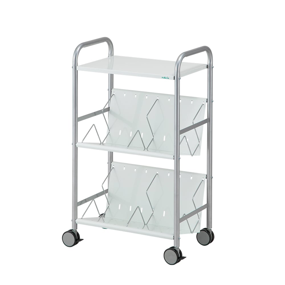 Chart wagon with writing table, 2-tier type, 575 x 420 x 950 mm, 1 unit