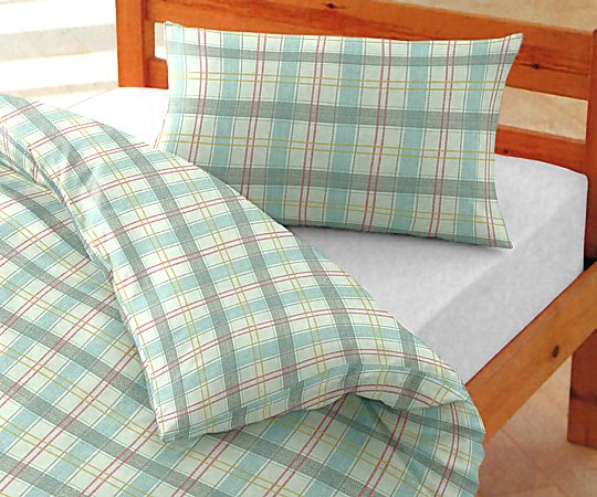 Antibacterial bedding cover 3-piece set Green check 1 set