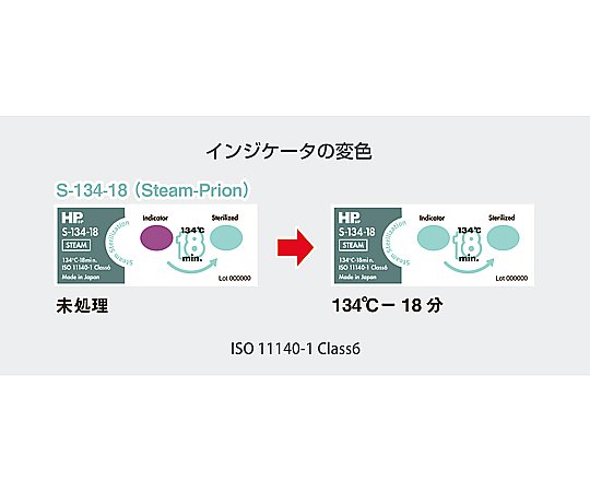 HPsp(R)ケミカルインジケータ Type6 オートクレーブ用 1箱(250枚入) S-134-3.5 1箱(250枚入)